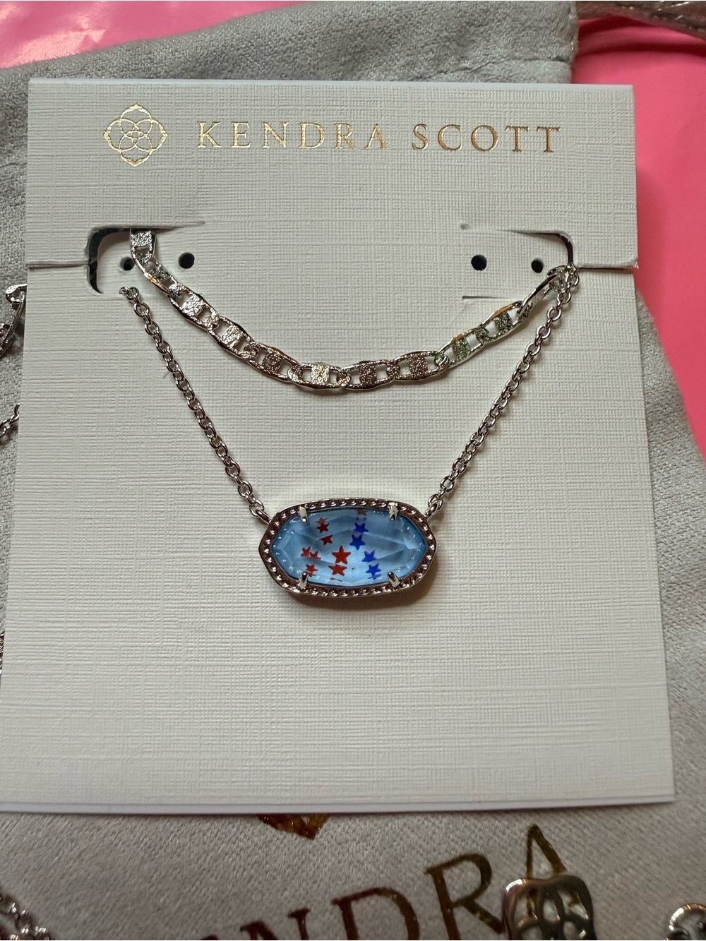 Kendra Scott Silver Red white & blue mix Star Pendant Necklace